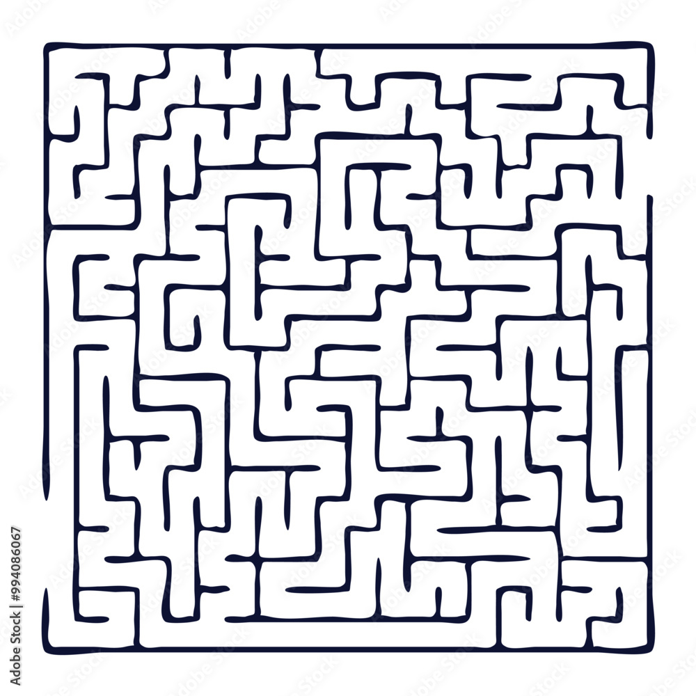 Maze shape design element. There is one entrance and exit and one correct path, but many paths lead to dead ends Maze shape design element. There is one entrance and exit and one correct path, but many paths lead to dead ends