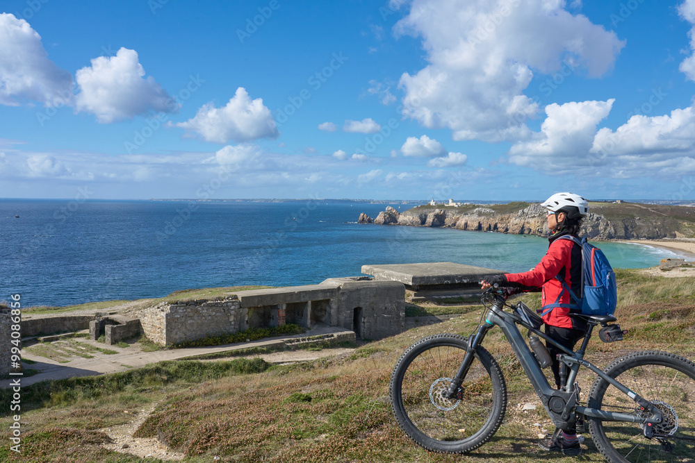 Obraz premium German bunker system as part of the atlantic wall in WW II in Brittany next to Camaret-sur-Mer, Brittany, France 