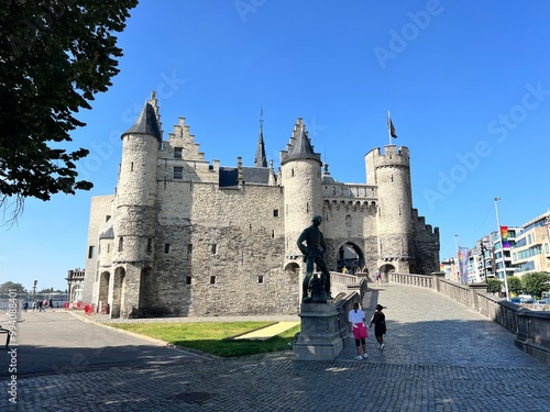 Antwerpen Belgium Antwerp Old city castle Schelde Escaut river 