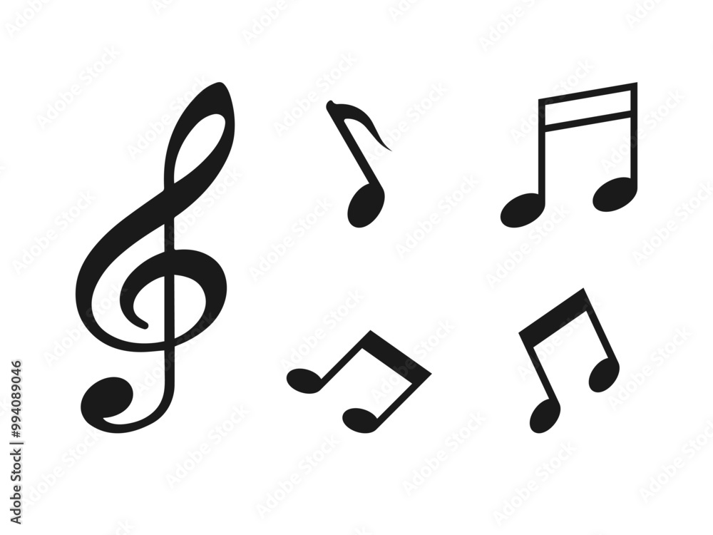 Music notes icon set, Music notes symbol, vector illustration Music notes icon set, Music notes symbol, vector illustration
