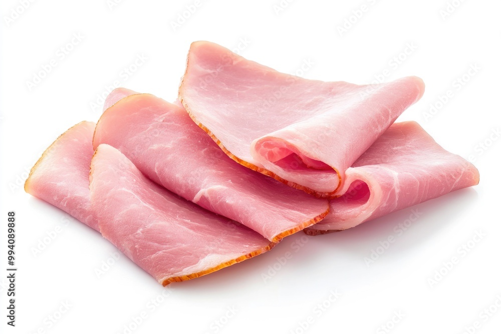 slices of ham isolated on a white background slices of ham isolated on a white background