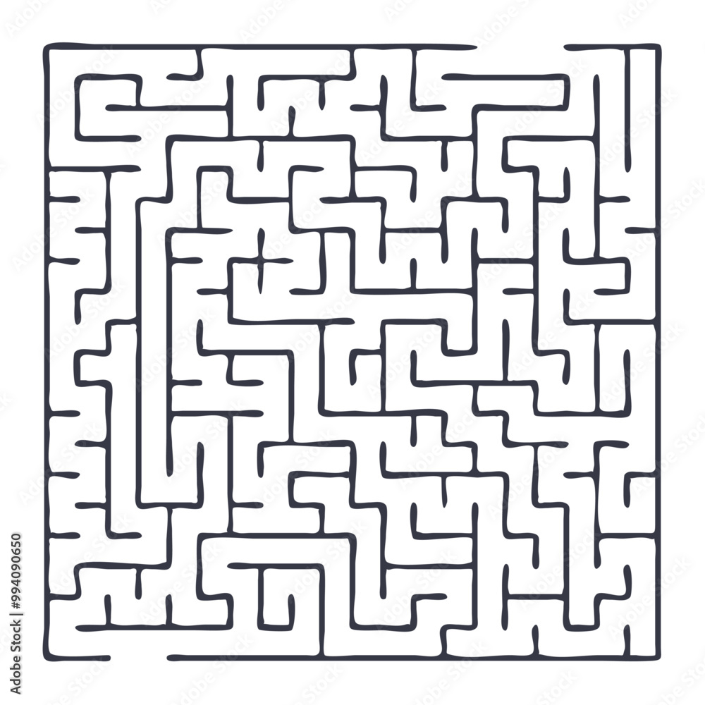 Maze shape design element. There is one entrance and exit and one correct path, but many paths lead to dead ends Maze shape design element. There is one entrance and exit and one correct path, but many paths lead to dead ends