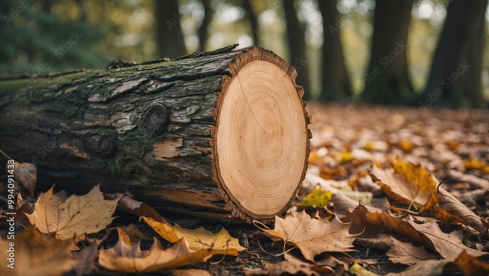 Log surrounded by vibrant autumn leaves in a tranquil forest setting, embodying seasonal change and natural beauty. Log surrounded by vibrant autumn leaves in a tranquil forest setting, embodying seasonal change and natural beauty.