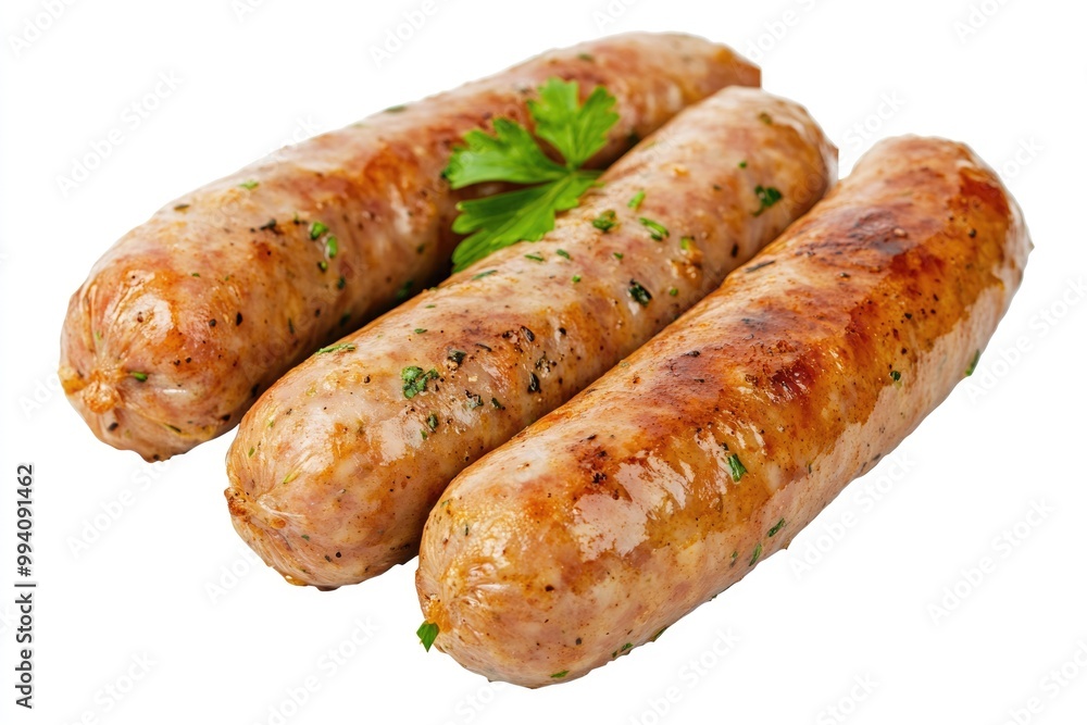Boiled pork sausage on white background. Boiled pork sausage on white background.