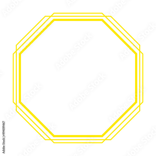 yellow overlap line octagon frame and white line