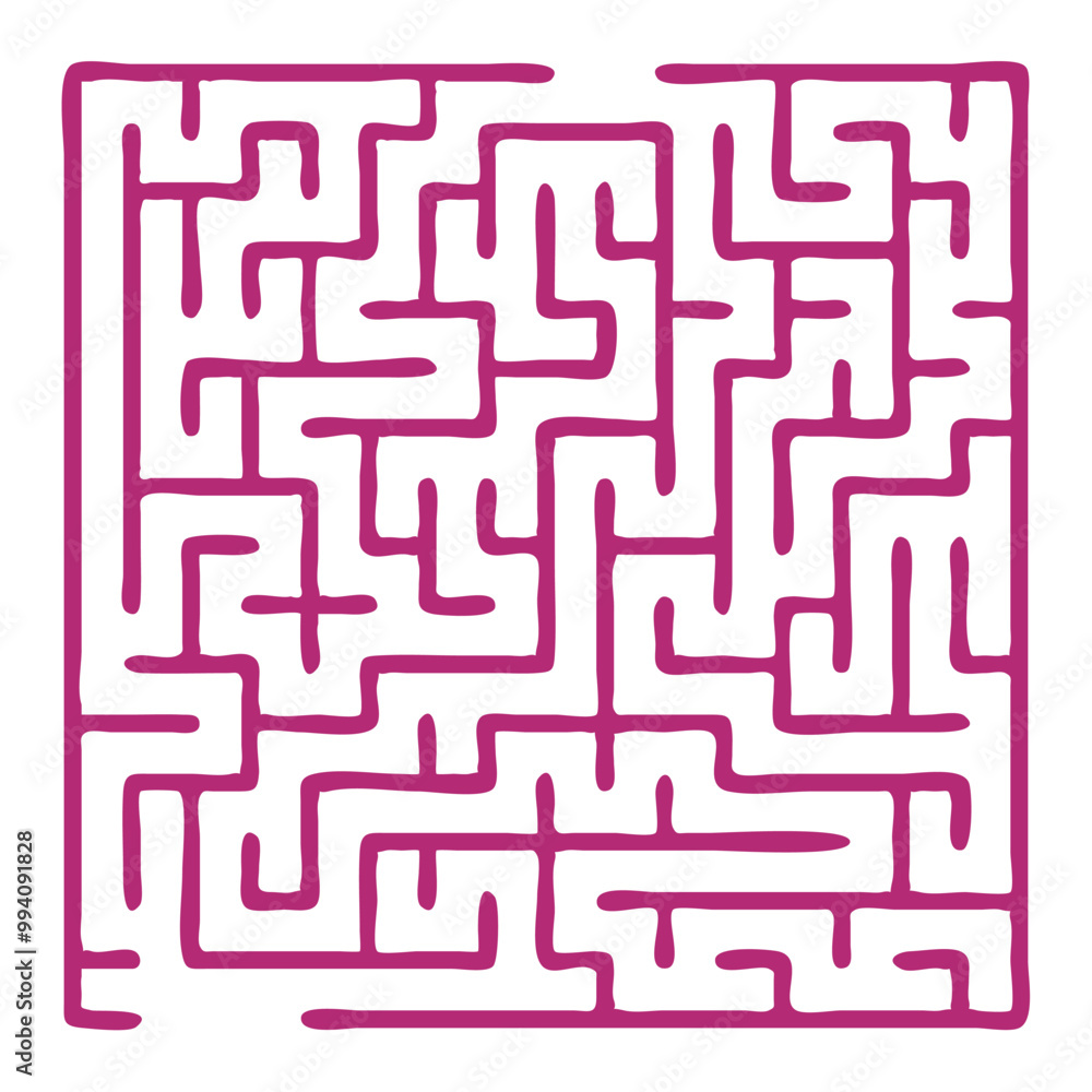 Maze shape design element. There is one entrance and exit and one correct path, but many paths lead to dead ends Maze shape design element. There is one entrance and exit and one correct path, but many paths lead to dead ends