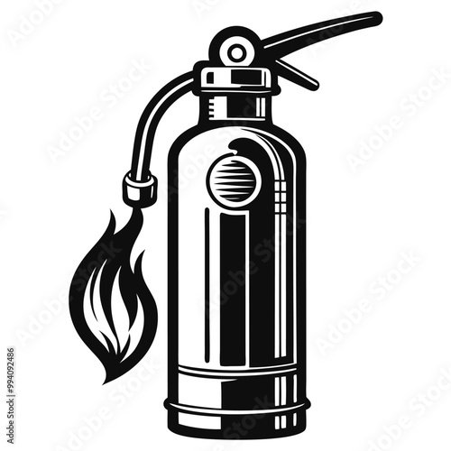 Fire extinguisher vector silhouette line art style