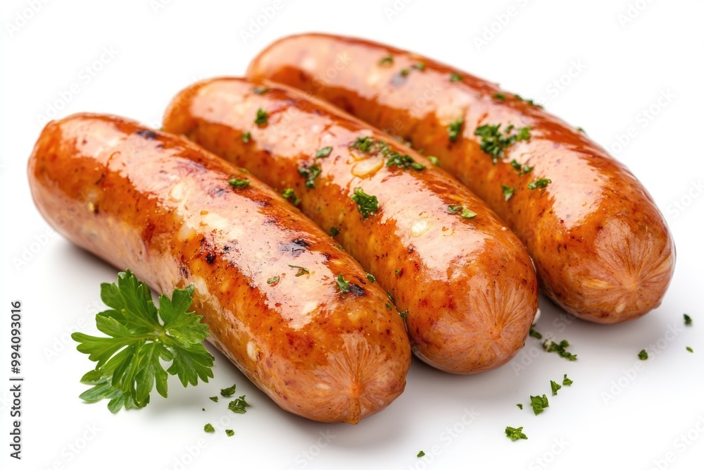 Boiled sausages on white background. Boiled sausages on white background.