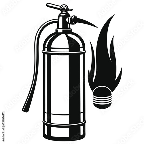 Fire extinguisher vector silhouette line art style