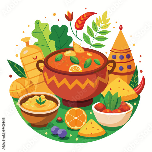 Food nan balti vector illustration