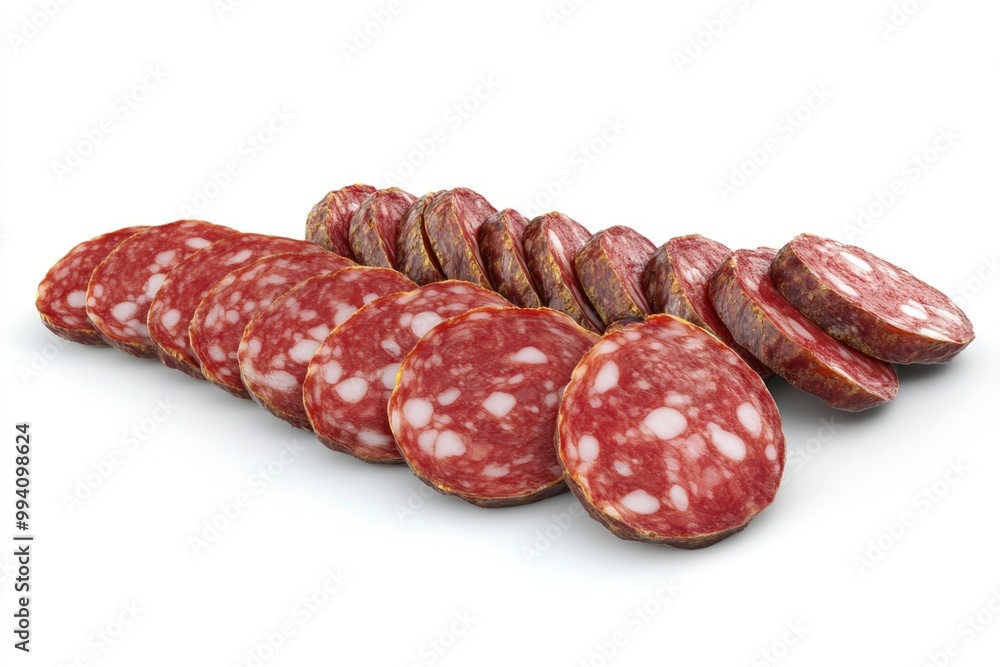 sausage slices isolated on white background sausage slices isolated on white background