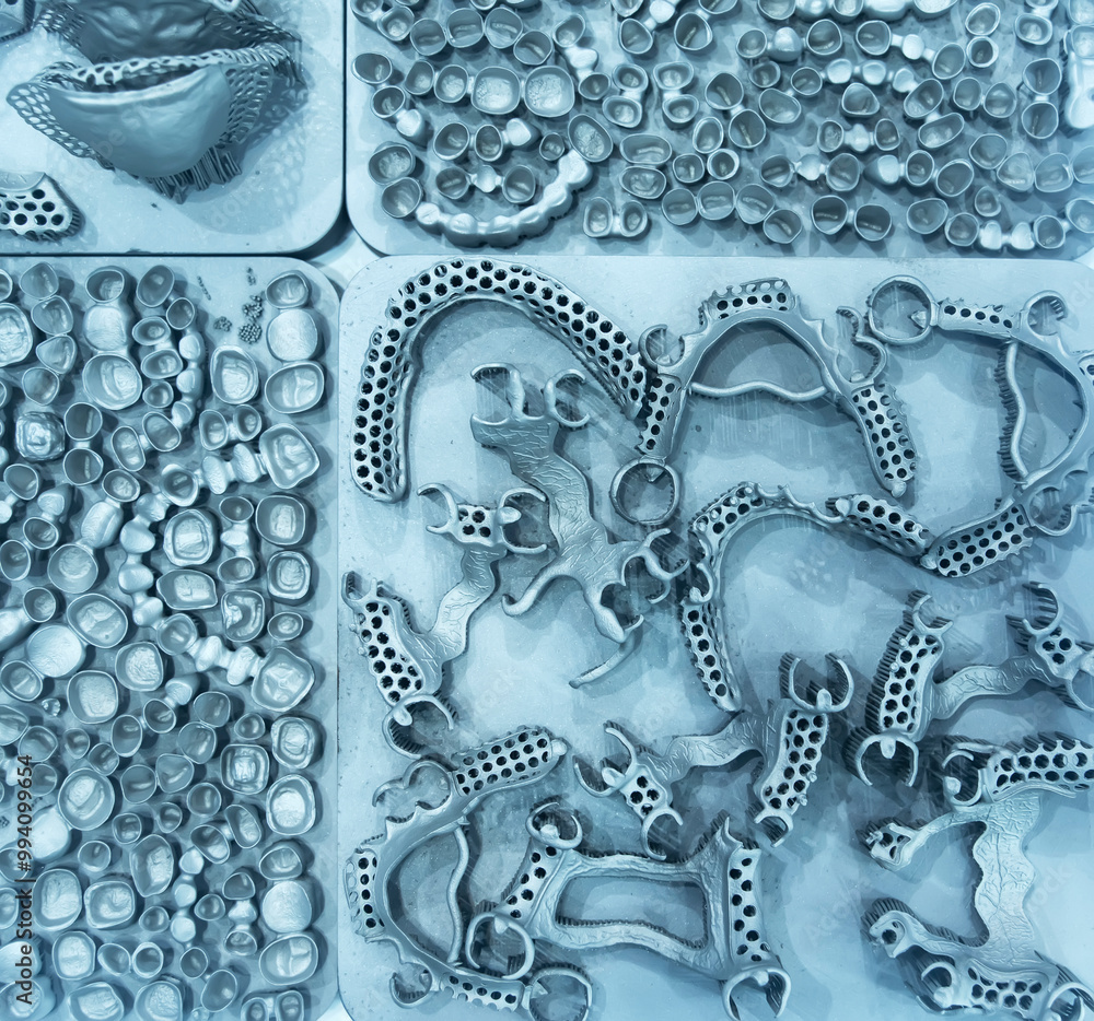 Obraz premium Tooth dental crowns created on 3d printer for metal