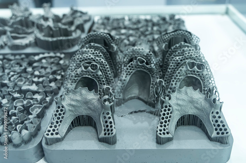 фотографія Tooth dental crowns created on 3d printer for metal