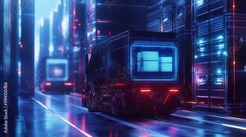 futuristic logistic delivery hologram