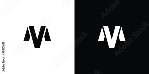 Modern and strong  MV  logo design