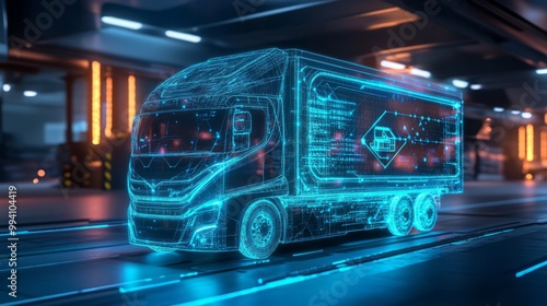 futuristic logistic delivery hologram