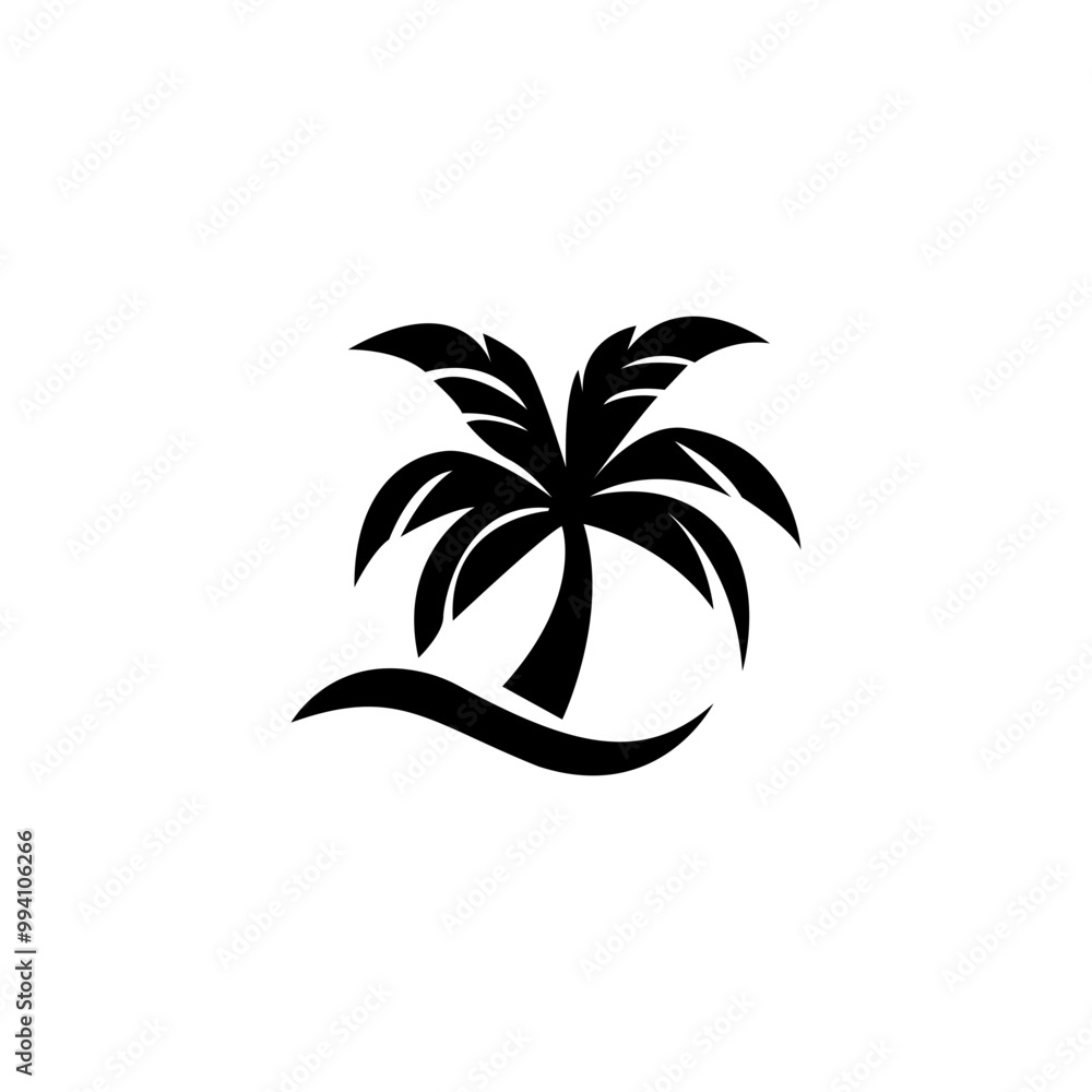Fototapeta premium Black vector single palm tree icon.vector illustration 