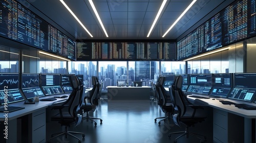 Modern Control Room with City View