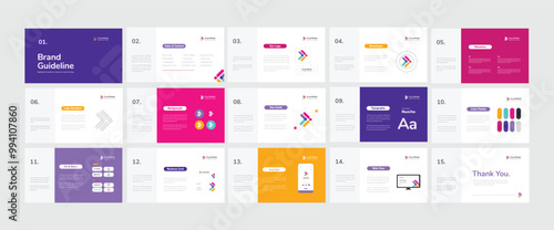 Brand Guidelines identity presentation. Logo Guideline template. Landscape Brand Guidelines. Vector illustration.