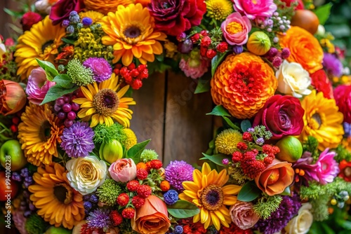 Wallpaper Mural Elegant Floral Wreath with Flourishing Flowers Perfect for Seasonal Celebrations and Home Decor Torontodigital.ca
