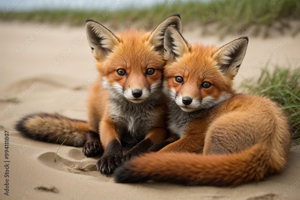 wild baby red foxes cuddling at the beach june wild baby red foxes cuddling at the beach june