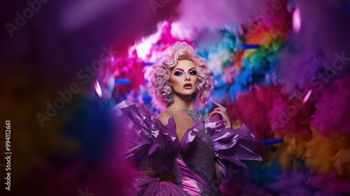 drag queen on the art lights background 