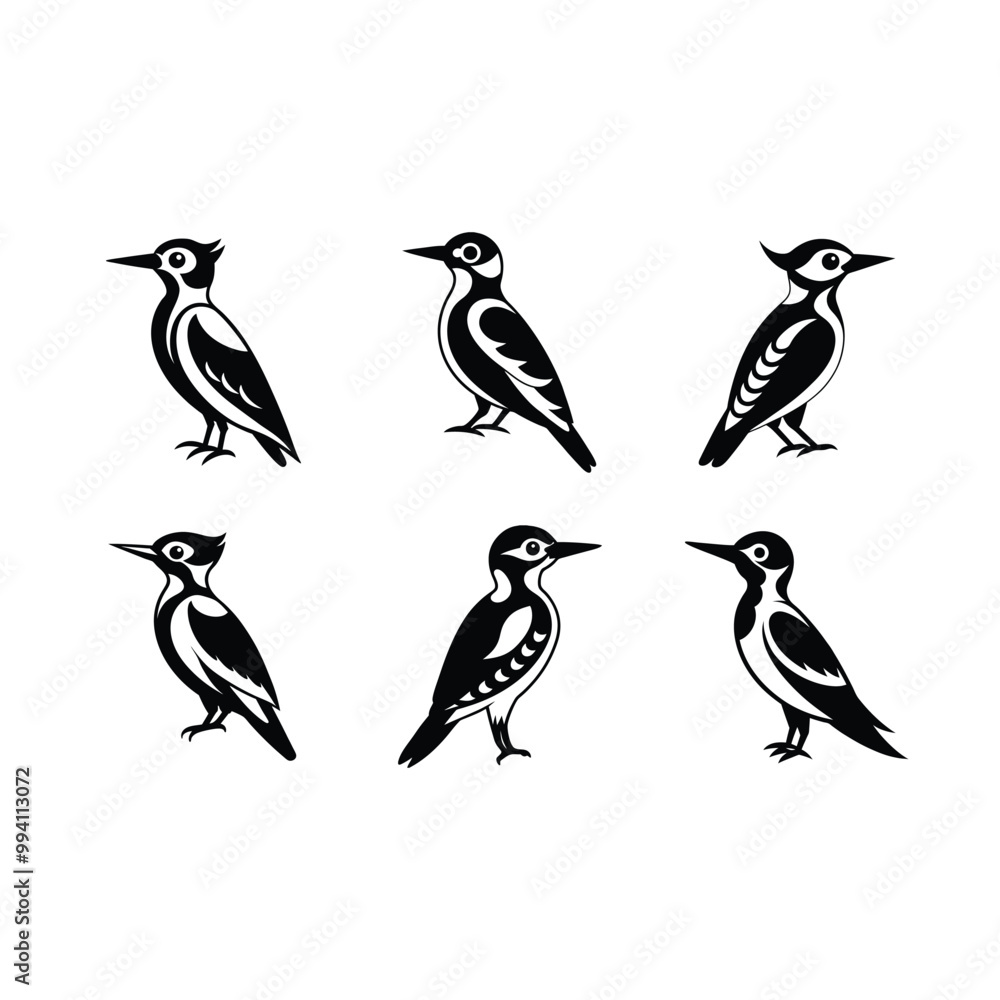 Naklejka premium woodpecker on white background, instant Digital Download. Illustration for prints on bags, posters