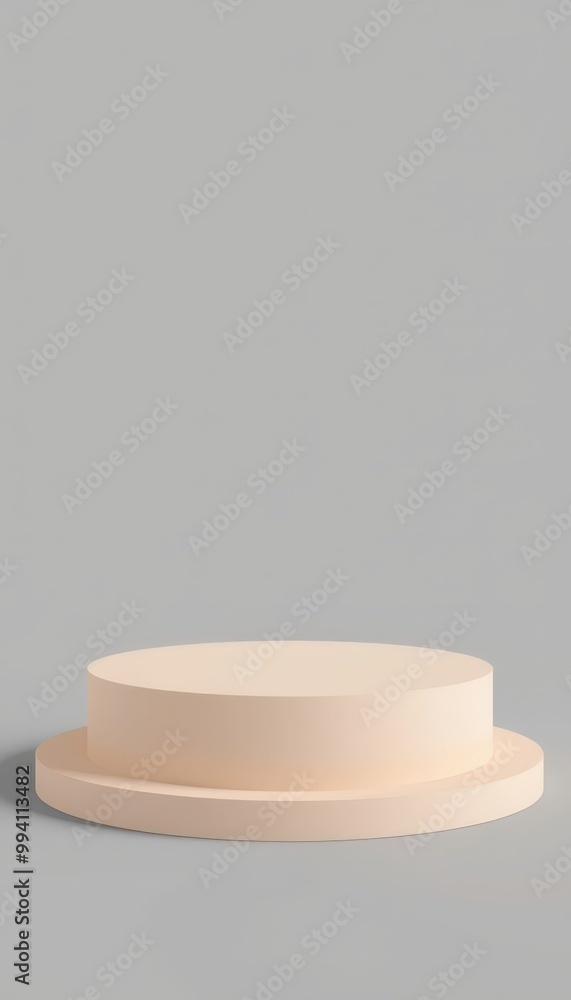 Minimalist beige podium on grey background. Minimalist beige podium on grey background.
