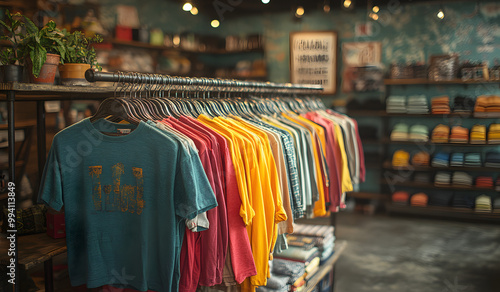 A Rack of Colorful Items in the Foreground with Some Out-of-Focus Background 