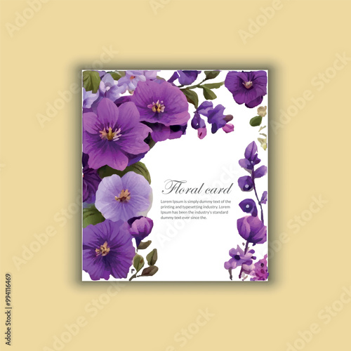 elegant invitation card with beautiful floral and leaves template