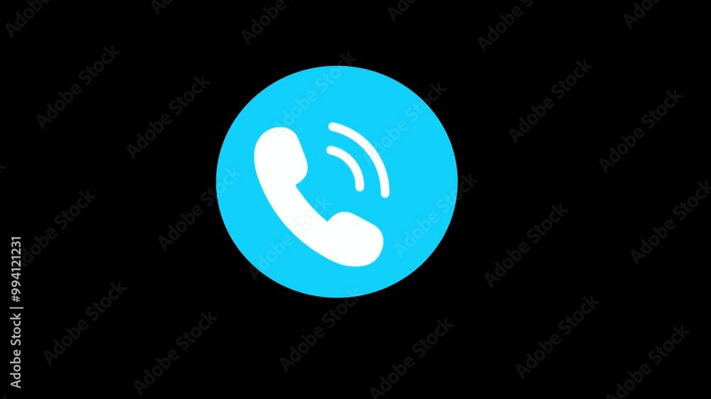 Incoming Call Animated Icon. Call icon. Phone Dial Symbol on black background. Incoming Call Animated Icon. Call icon. Phone Dial Symbol on black background.