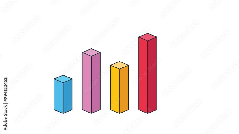 Animated of bar chart icon motion graphic animation. Business graph bar showing growth. Financial progress icon animation