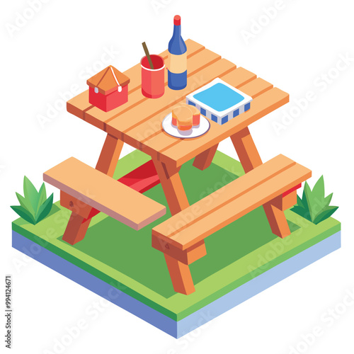 Picnic table vector illustration isolated on a white background