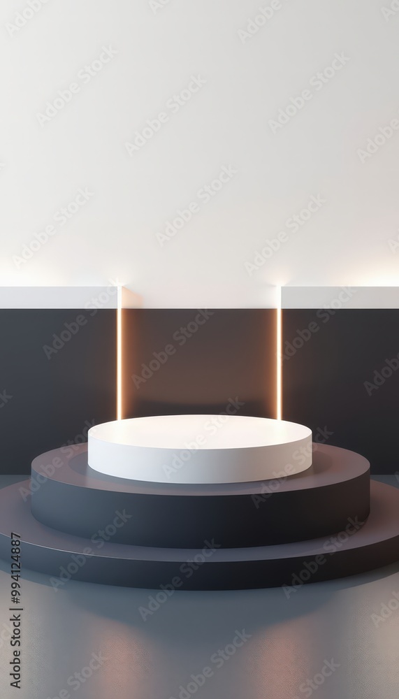 Modern minimalist podium with two steps and lighting. Modern minimalist podium with two steps and lighting.