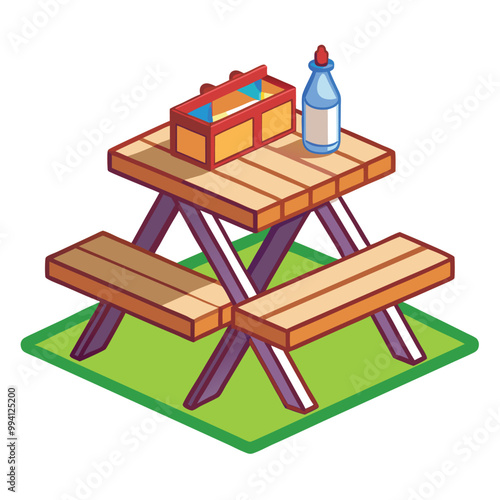 Picnic table vector illustration isolated on a white background