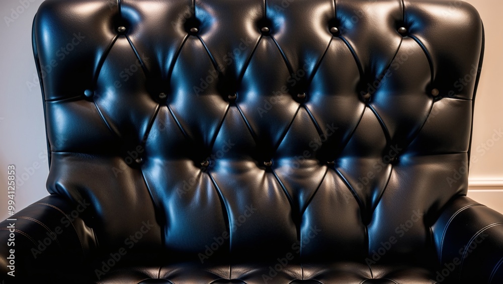Obraz premium black luxury leather sofa in a room.