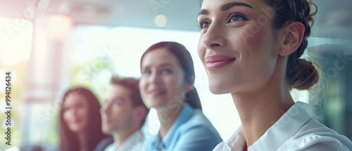 Wallpaper Mural High-resolution image of a happy business team listening to a presenter in a bright and modern office Torontodigital.ca