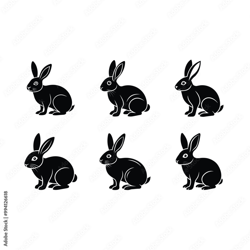 Obraz premium Rabbit on white background, instant Digital Download. Illustration for prints on bags, posters