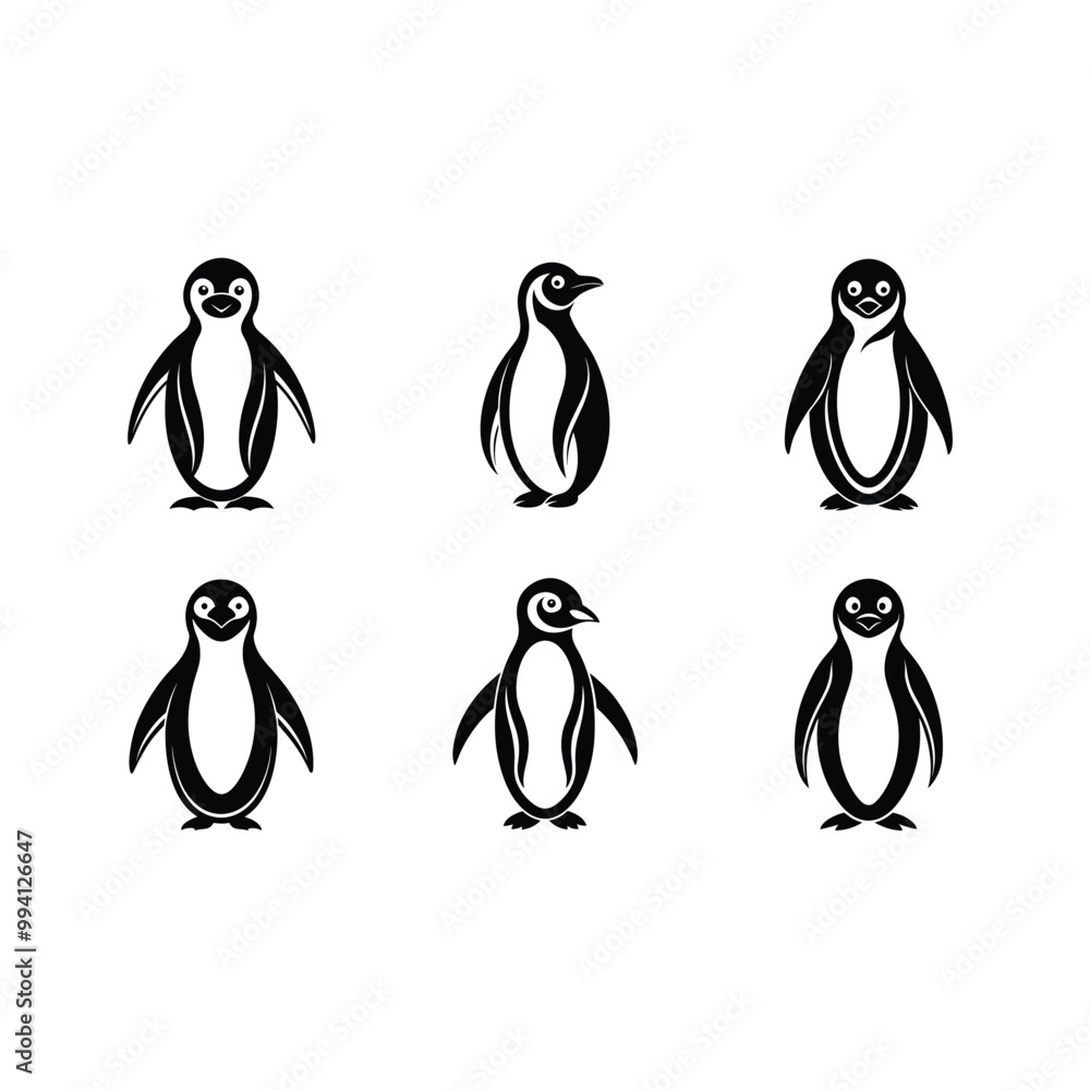 Fototapeta premium penguin on white background, instant Digital Download. Illustration for prints on bags, posters