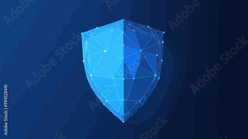 Low Poly Blue Shield Vector Graphic for Cybersecurity and Data Protection Minimalist Illustration