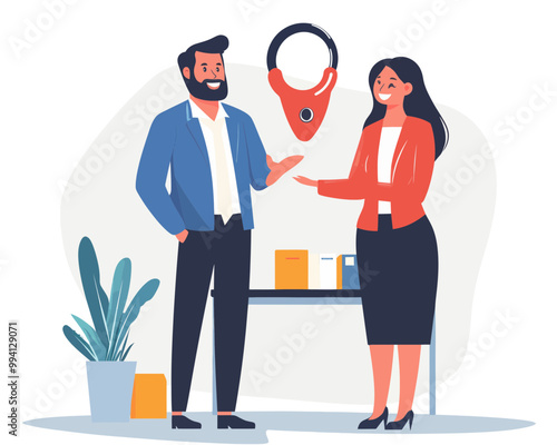 Employee Retention and Loyalty Program Illustration with Boss Using Magnet to Attract Talented Staff, Reducing Resignation for Important Talent