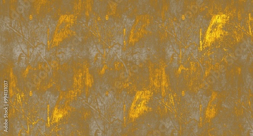 Bronze cracked wall . Abstract gold background . Chrome horizontal gold paper
