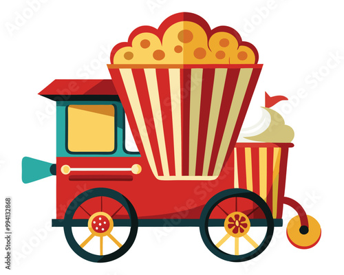 Popcorn food car vector