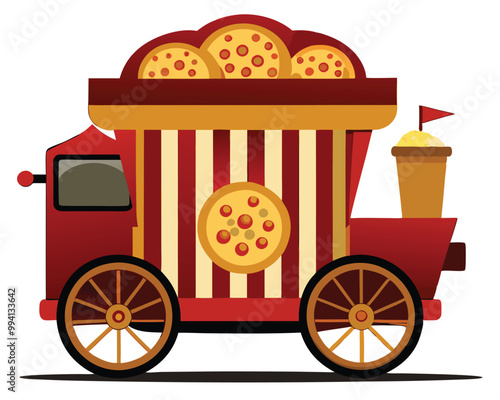 Popcorn food car vector