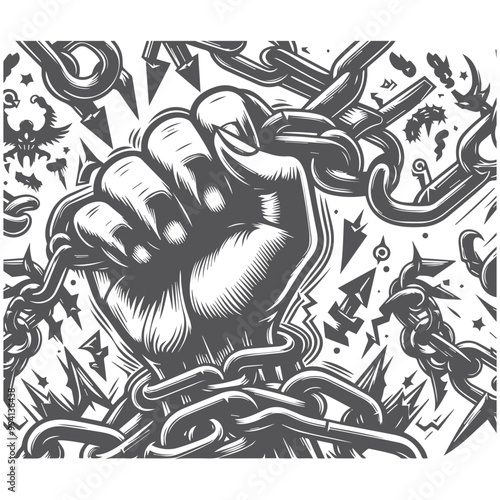 Hand drawing illustration of power strength concept.