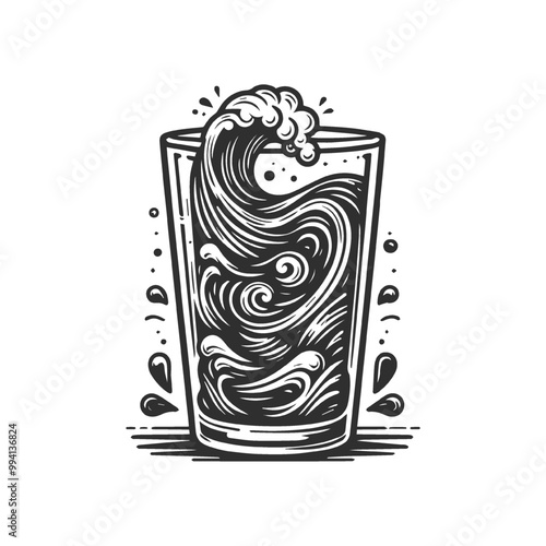 Monochrome drinks stickers collection.