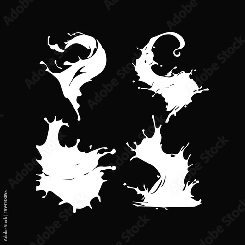 Fresh milk splashes collection in realistic style.
