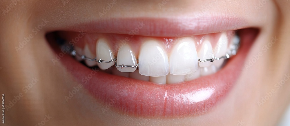 Obraz premium Close-up of a Smile with Braces