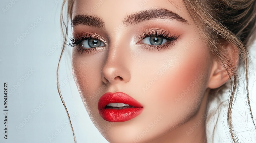 closeup portrait of a sensual model looking at camera, concept of beauty, skincare and cosmetics closeup portrait of a sensual model looking at camera, concept of beauty, skincare and cosmetics