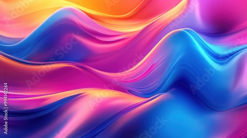 Colorful abstract 3D waves of fluid neon liquid.